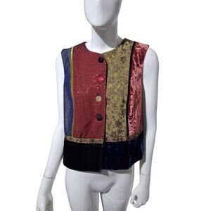 Vintage 90s Lucia Lukken Wo.ens size Small Broomskirts Eclectic Patchwork Vest